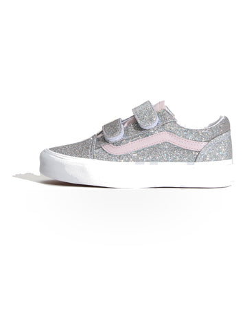 Vans Old Skool V Glitter - Sneakers Bambino - Silver/Pale Petal