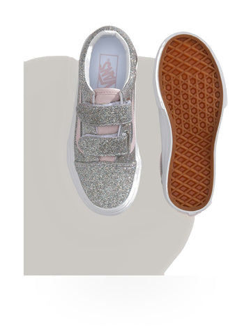 Vans Old Skool V Glitter - Sneakers Bambino - Silver/Pale Petal