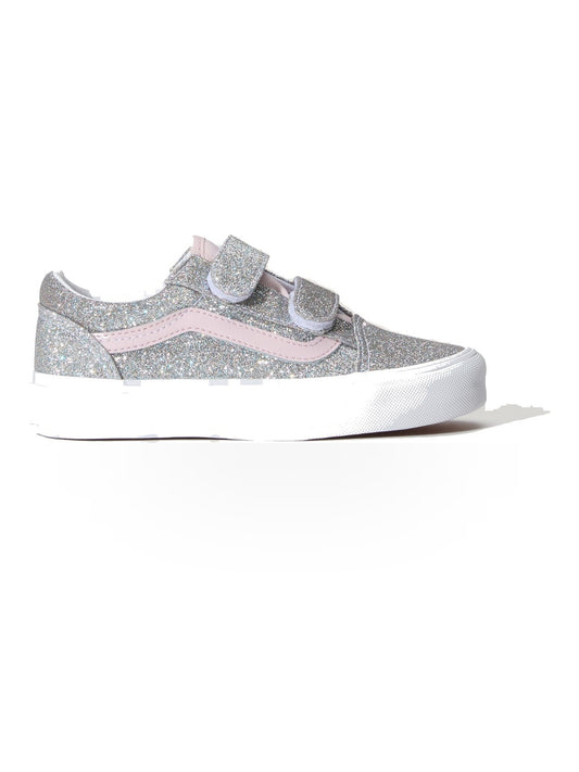 Vans Old Skool V Glitter - Sneakers Bambino - Silver/Pale Petal