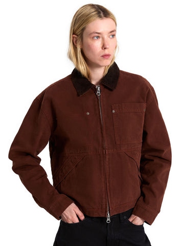 Vans Nicola Cropped Chore Canvas Jacket - Capospalla Donna - Brown Earth