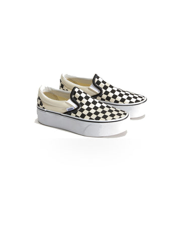 Vans Classic Slip-On Stackform Checkerboard - Sneakers Donna - Black/Classic White