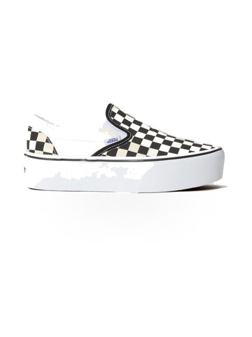 Vans Classic Slip-On Stackform Checkerboard - Sneakers Donna - Black/Classic White