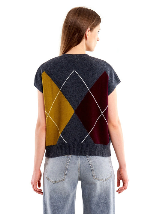 Vicolo Knitwear - Maglieria Donna - Grigio Mel/Senape/Bordeaux