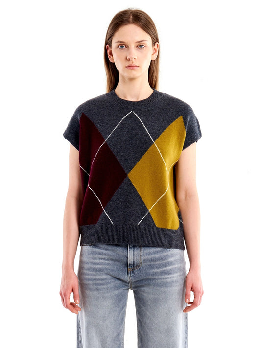 Vicolo Knitwear - Maglieria Donna - Grigio Mel/Senape/Bordeaux