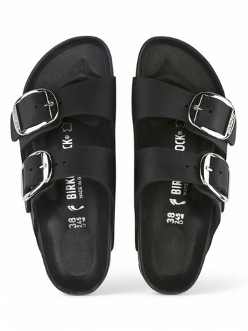 Ciabatte Birkenstock Arizona Big Buckle Oiled Leather Donna - Nero