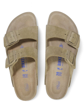 Ciabatte Birkenston Arizona SFB faded Suede Leather Unisex - Khaki