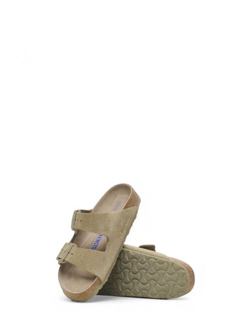 Ciabatte Birkenston Arizona SFB faded Suede Leather Unisex - Khaki