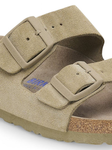 Ciabatte Birkenston Arizona SFB faded Suede Leather Unisex - Khaki