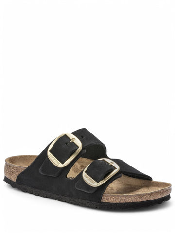 Ciabatte Birkenstock Arizona Big Buckle Nubuck Leather Donna - Nero