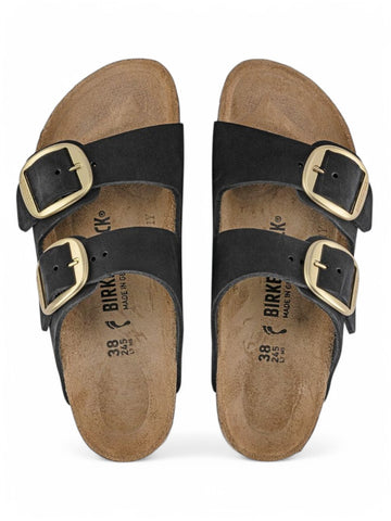 Ciabatte Birkenstock Arizona Big Buckle Nubuck Leather Donna - Nero