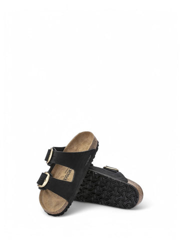 Ciabatte Birkenstock Arizona Big Buckle Nubuck Leather Donna - Nero