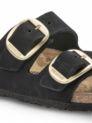 Ciabatte Birkenstock Arizona Big Buckle Nubuck Leather Donna - Nero