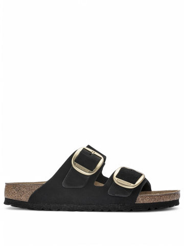 Ciabatte Birkenstock Arizona Big Buckle Nubuck Leather Donna - Nero