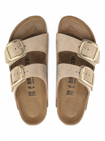 Ciabatte Birkenstock Arizona Big Buckle Nubuck Leather Donna - Sabbia