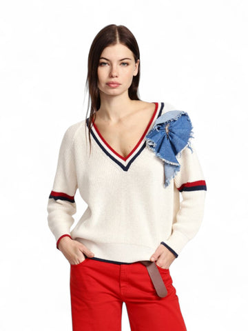 Maglia Donna - Panna/blu/rosso