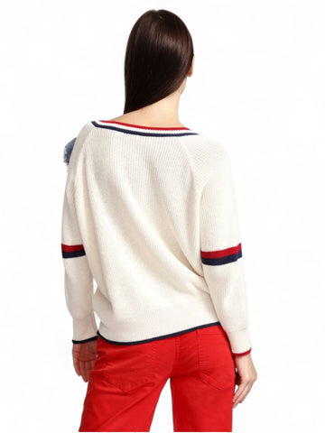 Maglia Donna - Panna/blu/rosso