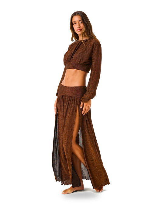 4Giveness Gonna Lunga Glam Lurex Resort - Gonne Donna - Bronzo