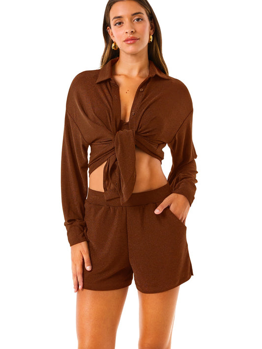 4Giveness Short Lurex Resort - Shorts Donna - Bronzo