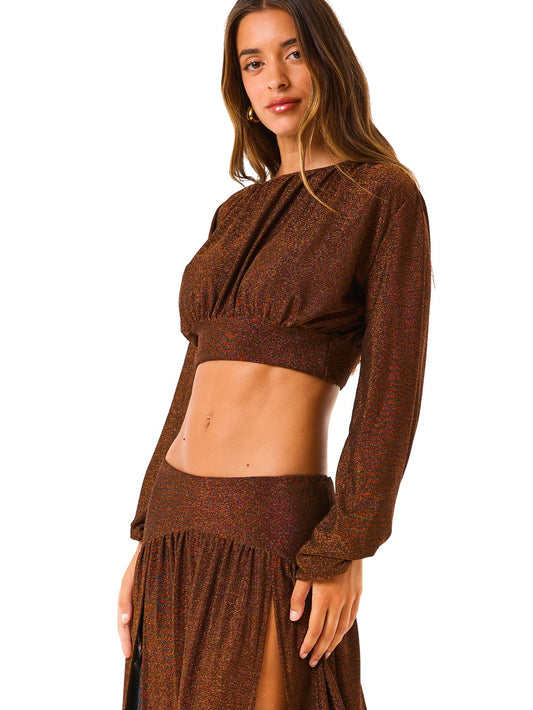 4Giveness Crop Top Glam Lurex Resort - Costumi Donna - Bronzo