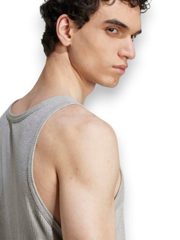 Adidas ESS Tank Mgreyh/white - T-Shirt Uomo - Grigio