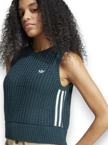 Adidas Knitted Vest - Gilet Donna - Verde