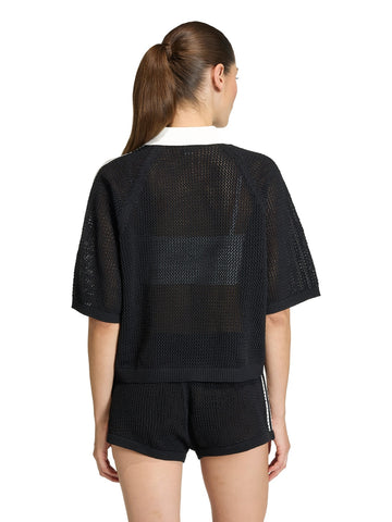 Adidas Crochet Polo - T-Shirt Donna - Nero