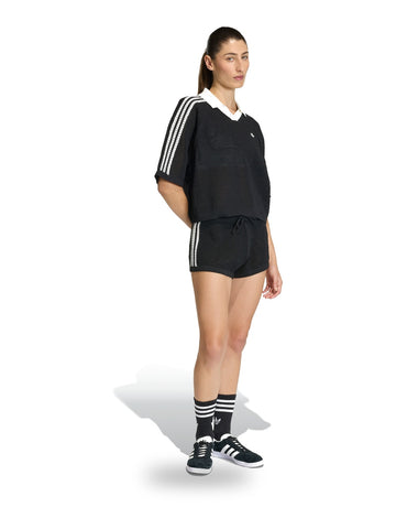 Adidas Crochet Polo - T-Shirt Donna - Nero