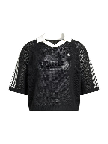 Adidas Crochet Polo - T-Shirt Donna - Nero