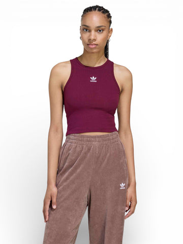 Adidas Ess Rib Tank - T-Shirt Donna - Bordeaux