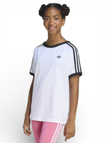 Adidas 3 Stripe Tee - T-Shirt Bambino - Bianco