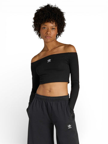 Adidas Ess Rib Ls - T-Shirt Donna - Nero