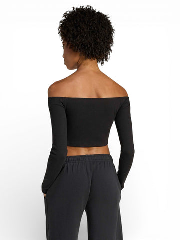 Adidas Ess Rib Ls - T-Shirt Donna - Nero