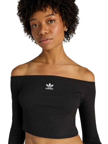Adidas Ess Rib Ls - T-Shirt Donna - Nero