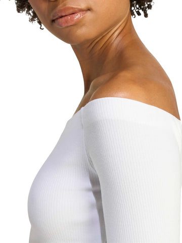 Adidas Ess Rib Ls - T-Shirt Donna - Bianco
