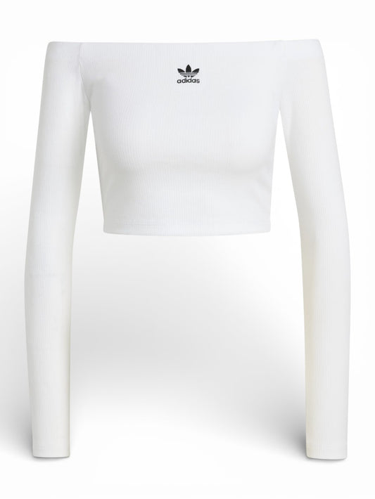 Adidas Ess Rib Ls - T-Shirt Donna - Bianco