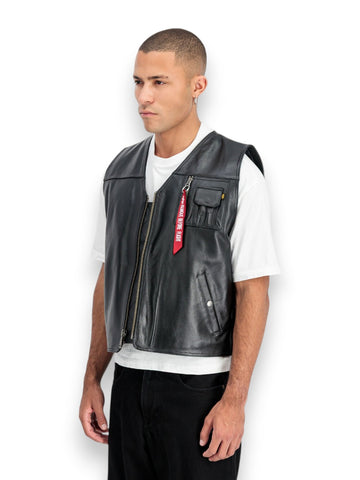 Alpha Industries X-Force Leather Vest - Gilet Uomo - Nero
