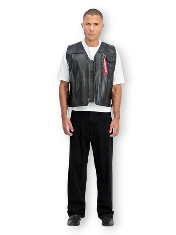 Alpha Industries X-Force Leather Vest - Gilet Uomo - Nero