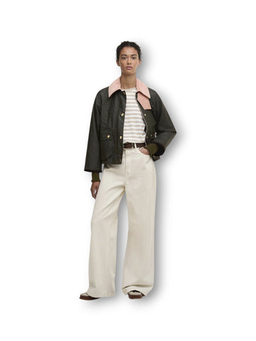 Barbour Cropped Beadnell Wax - Capospalla Donna - Verde/rosa