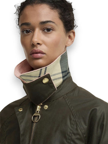 Barbour Cropped Beadnell Wax - Capospalla Donna - Verde/rosa