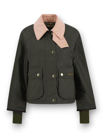 Barbour Cropped Beadnell Wax - Capospalla Donna - Verde/rosa