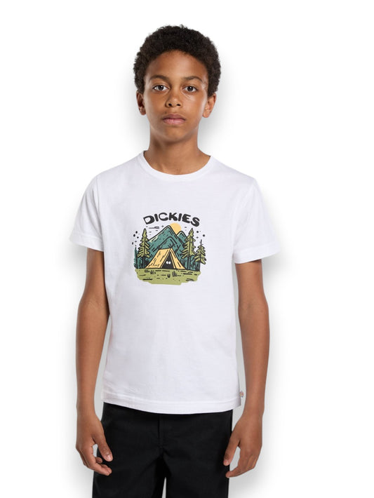 Dickies Kids Camp Graphic Tee White - T-Shirt Bambino - Bianco