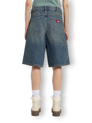 Dickies 957 13 Inch Denim Short Khaki Tntd B - Shorts Donna - Denim