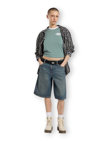 Dickies 957 13 Inch Denim Short Khaki Tntd B - Shorts Donna - Denim