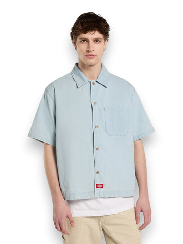 Dickies Denim Shirt Ss Fog Blue - Camicie Uomo - Denim Chiaro