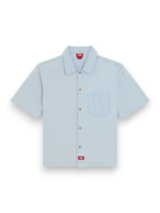 Dickies Denim Shirt Ss Fog Blue - Camicie Uomo - Denim Chiaro