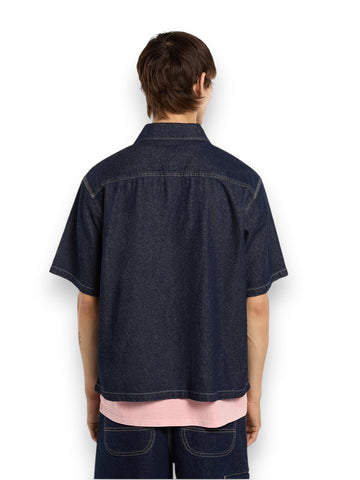 Dickies Denim Shirt Ss Rinsed - Camicie Uomo - Denim Scuro