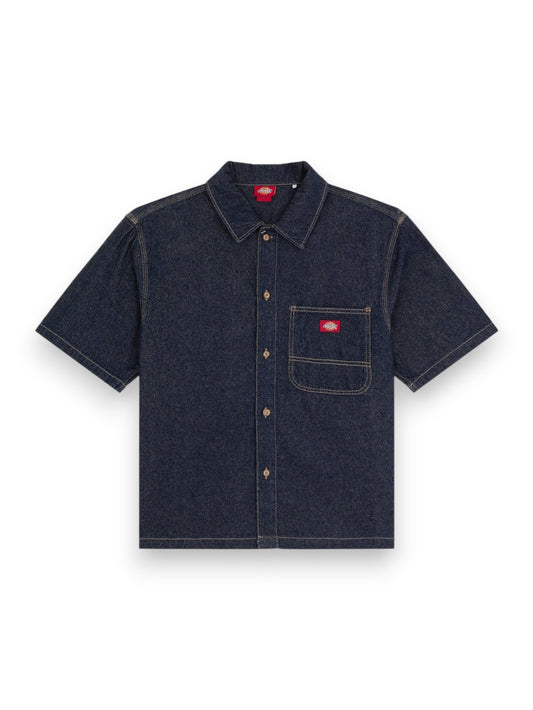 Dickies Denim Shirt Ss Rinsed - Camicie Uomo - Denim Scuro