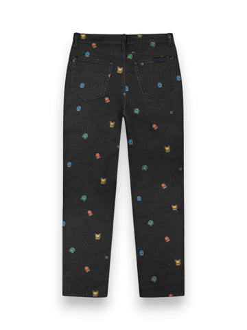 Dolly Noire Starter Pattern Loose Fit Denim - Pantaloni Uomo - Nero