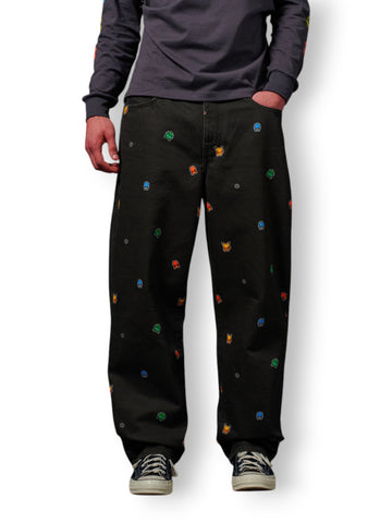 Dolly Noire Starter Pattern Loose Fit Denim - Pantaloni Uomo - Nero