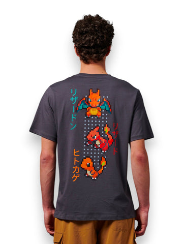 Dolly Noire Charizard Evolution Tee - T-Shirt Uomo - Grigio